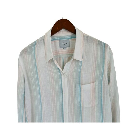 Rails Marbella Linen Blend Stripe Button Down Shirt Large - Picture 5 of 12